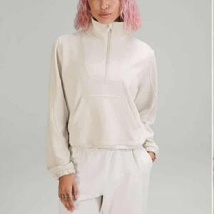 Lululemon White Opal Brushed Softstream Ribbed Half Zip - Sz 2